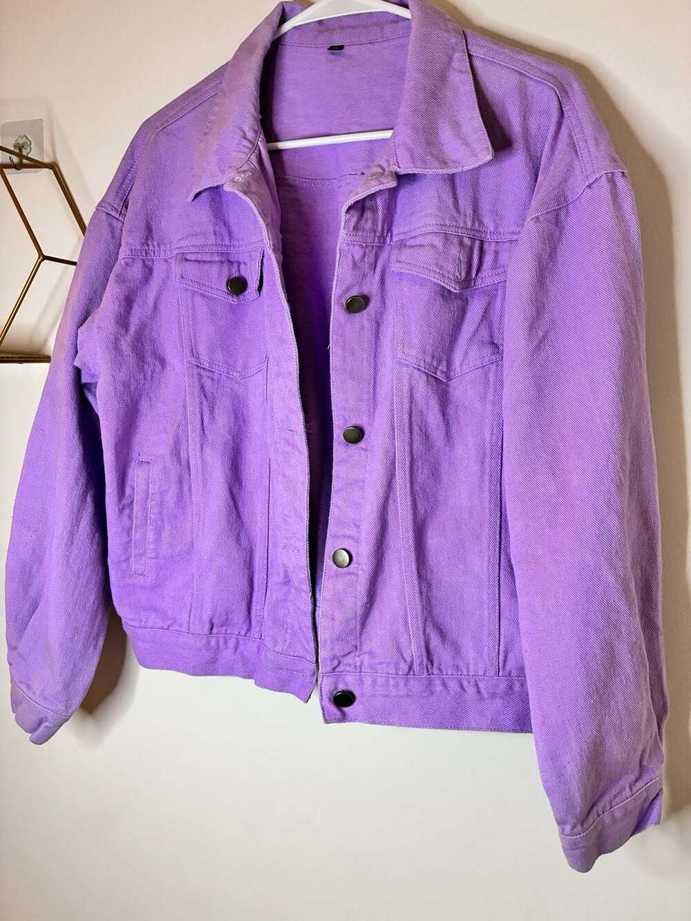 Ebossy Denim Jacket Size XL Purple Cotton Button Up Trucker